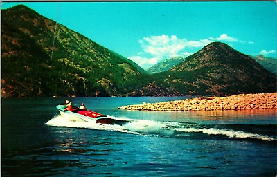 #ad Speed Boat on Water Lake Chelan at Cedar Creek Washington WA UNP Chrome Postcard $3.75