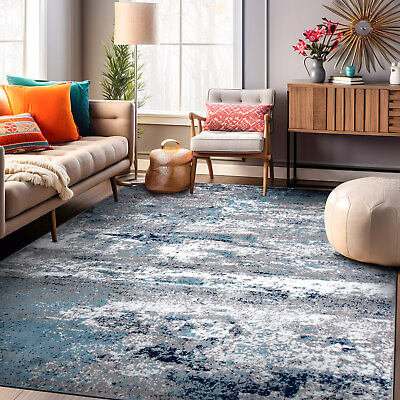 #ad Rugshop Area Rugs Distressed Modern Abstract Watercolor Carpets Living Room Rugs $189.00