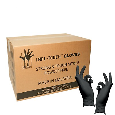 #ad Black Nitrile Disposable Gloves 9.5quot; Length 50ct Bags 500 Ct Case FAST SHIP $110.99