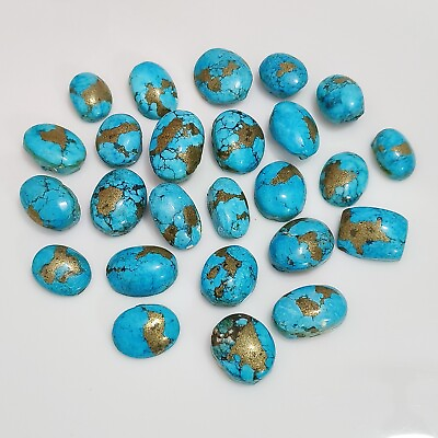 #ad Natural Sky Blue Copper Turquoise 200 Ct. Oval Cabochon Loose Gemstone Lot 2 $40.47