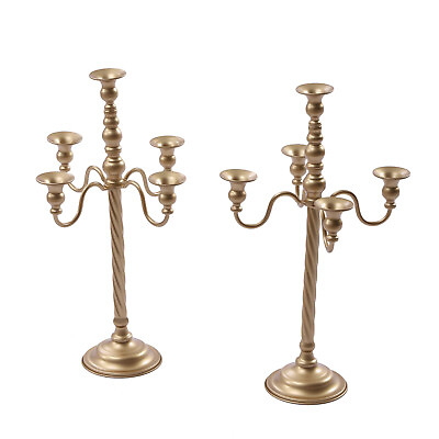 #ad 2 Pcs Gold Candelabra Candle Holder Centerpieces for Tables 5 Head Tall Candles $43.89