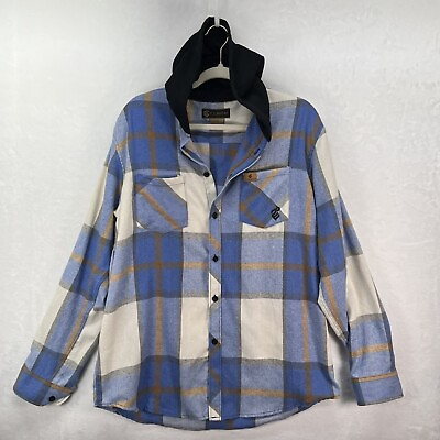 #ad Rocawear Hooded Button Down Shirt Men’s Size Large Plaid $20.79