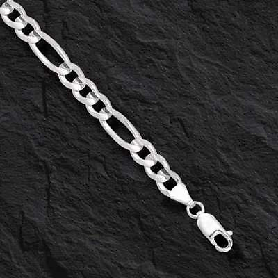 #ad 14kt Solid WHITE Gold Mens Figaro curb link chain Necklace 30quot; 6mm 30 grams $2642.00
