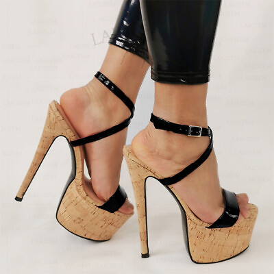 #ad Women Platform Sandals Open Toe SUPER High Heels Pump Cross Straps Party Ladies $62.99