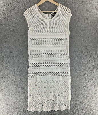 #ad Laundry Shelli Segal Dress Medium Crochet Swim Cover Up Tiered Midi White Beach $13.19