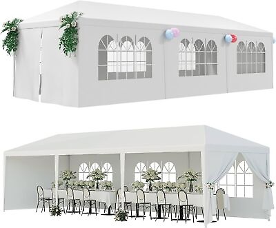 #ad 10#x27; x 30#x27; Gazebo Canopy Event Wedding Party Tent w Side Walls Camp Tent Outdoor $100.59