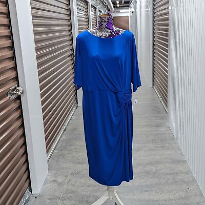 #ad London Times NWT Size 20W Brilliant Blue Sheath Dress with half sleeves $29.99