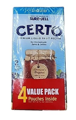 #ad Certo Sure Jell Premium Liquid Fruit Pectin Value Pack 2 Boxes 4 Pouches Total $12.99