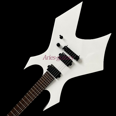 #ad Custom White Special Shaped Electric Guitar Solid Body HH Black Hardware $283.36