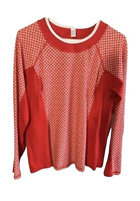 #ad Tropical Escape Women#x27;s Red Long Sleeve Rush Guard T Shirt Size L $21.55