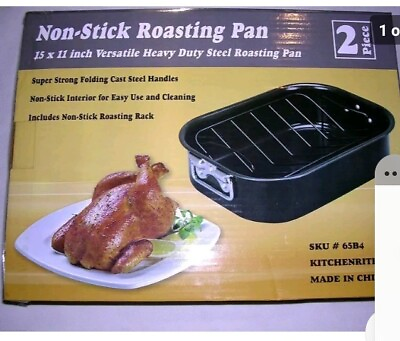 #ad Nonstick Versatile Steel Roasting Pan. Kitchenrite. 15quot;×11quot; New In The Box 65B4 $12.00