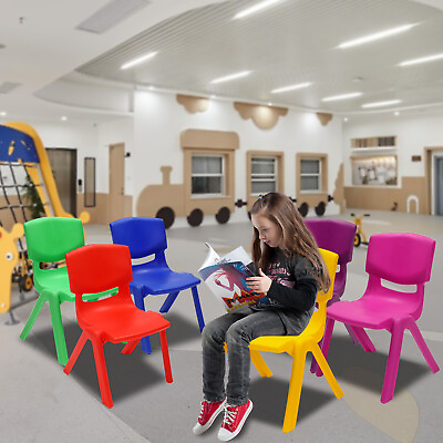 #ad 6 Pcs Stackable School Chairs Kids Stack Chairs Student Chair Plastic Multicolor $91.77