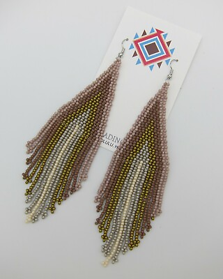 #ad Native American Style Seed Bead Earrings 5quot; Teepee Earrings Handmade Ships Free $18.00