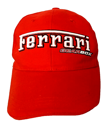 #ad Official Ferrari Gear Box Adjustable Red Orange Embroidered Ferrari Baseball Cap $16.99