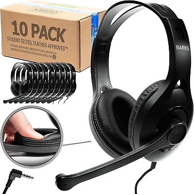 #ad NEW Bulk Classroom Headphones With Microphone 10 Pack  Rotating Boom MicK 12 $79.95