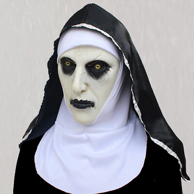 #ad The Horror Scary Nun Latex Mask w Headscarf Valak Cosplay for Halloween Costume $14.99
