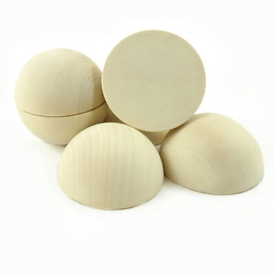 #ad 10mm 75mm Natural Wooden Craft Semicircle Balls Split Half Halved Wood Balls DIY $26.52