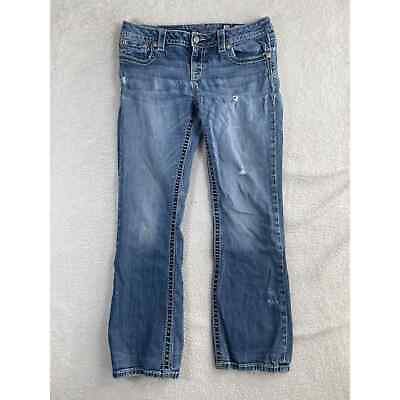 #ad Miss Me Womens Jeans Size 30 Slim Signature Boot Denim Blue Jeweled Distressed $19.99