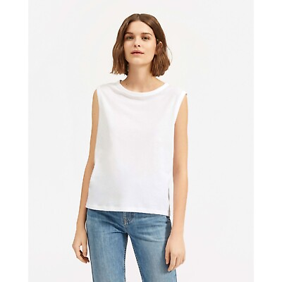 #ad Everlane Womens The Air Muscle Tank Top Sleeveless Lightweight White L $12.74