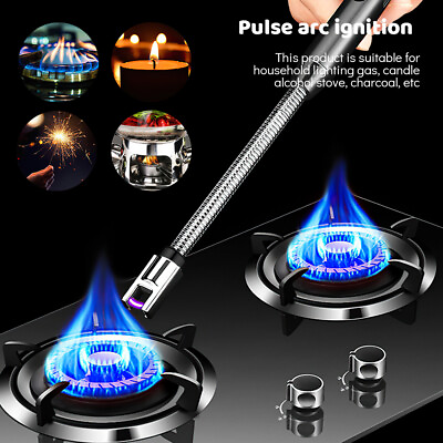 #ad Electric Lighter USB Rechargeable Dual Arc Flameless Windproof Electric Plasma $6.99
