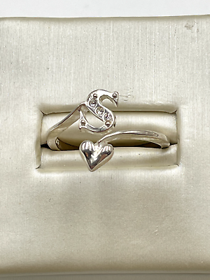 #ad STERLING SILVER 925 LETTER S AND HEART SIZE 9 RING 2.2g $14.95