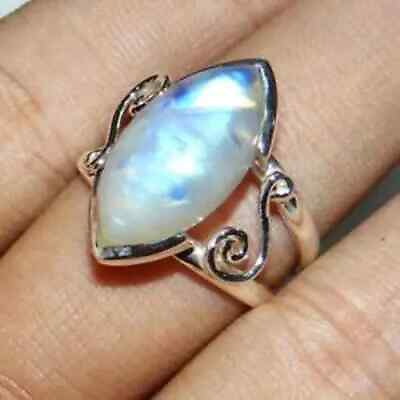 #ad Natural Moonstone Band Ring 925 Sterling Silver Engagement Ring All Size HM181 $10.93