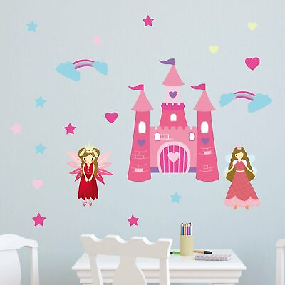 #ad Fairy amp; Castle Fabric Wall Stickers Non Toxic Removable Decals AU $41.00
