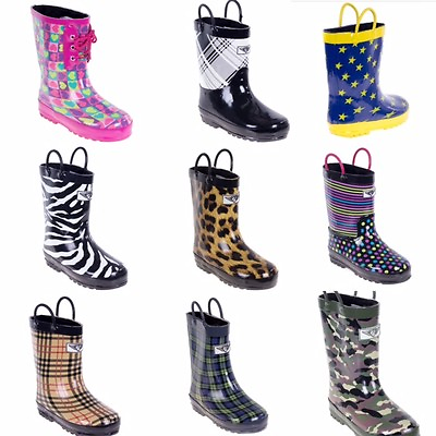 #ad Kids Rubber Rain Boots Kids Snow Boots Warm Boys Girl Rain Boots Brand New $22.99