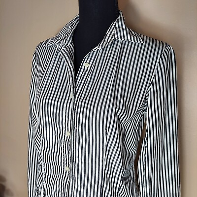 #ad Womens Striped Buttondown Shirt Top Blouse 0039 ITALY MEDIUM Tapered Form Fit $18.00
