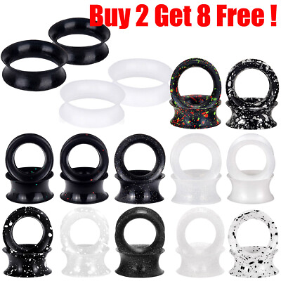 #ad 2PCS Silicone Ear Gauge Flexible Ear Tunnel Plug Stretcher Expander Double Flare $6.69