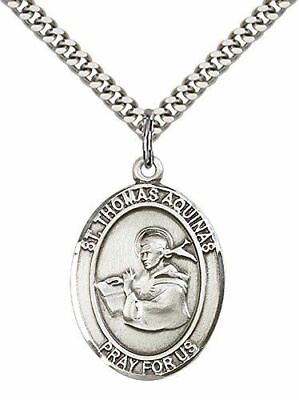 #ad St. Thomas Aquinas Pendant St. 24quot; Stainless Steel Heavy Curb Chain $74.25