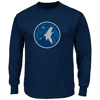 #ad Minnesota Timberwolves Mens Blue Logo 2 Basketball Long Sleeve T Shirt $19.95