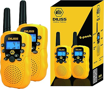 #ad DILISS Kids Walkie Talkie Talks Toy 3 Mile Range for Camping Party Gift Yellow $29.98