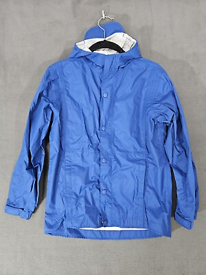 #ad REI Youth Kids Rain Jacket Full Zip Hooded Size Medium 10 12 Blue Coat $18.97