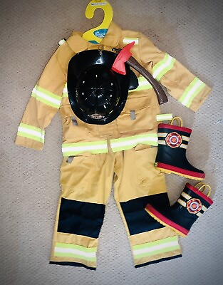 #ad Teetot amp; Co Child Firefighter Costume sz 5 6 w Hat Accessories amp; Boots 9 10 $60.00