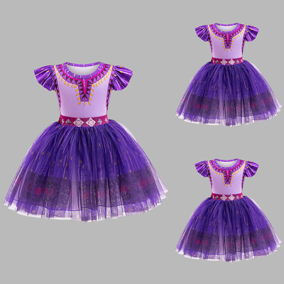 #ad Kids Girls Princess Fancy Dress Flying Sleeve Party Birthday Swing Dress Outfit $27.39