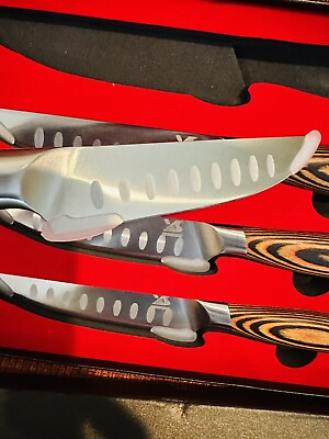 #ad MSY BIGSUNNY Steak Knife Set 4 Piece German Steel 5 Inch Blade High end Er... $49.99