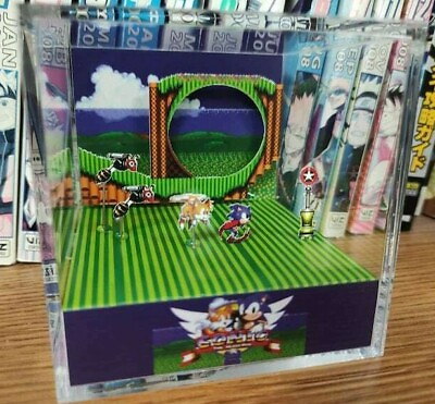 #ad Sonic Hedgehog 2 Handmade Diorama Sonic Gameboy Retro Gaming Cube Fanart $54.99
