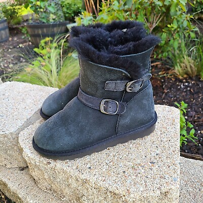 #ad Girl#x27;s Winter Boots Suede Fur Black Size 12 $13.89