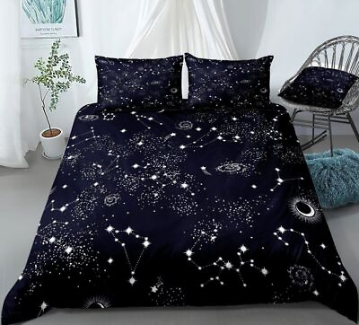 #ad Bedding Set Night Sky Kids Girls Boys Duvet Cover Set Dark Blue Home Bedclothes $94.35