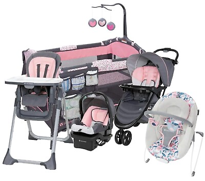 #ad Baby Girl Pink Stroller amp; Car Seat Playard Baby Bouncer High Chair Travel System $569.99