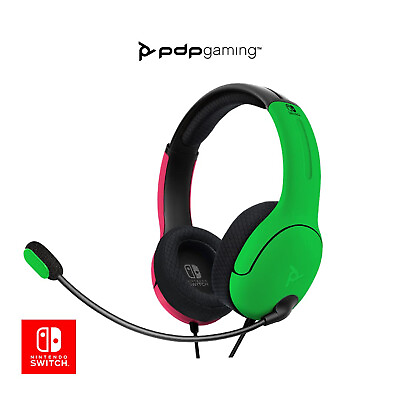 #ad Nintendo Switch Wired Headset Headphones Earphones Gaming Microphone Pink Green $49.90