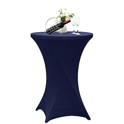 #ad 32x43 Inch Cocktail Table Cover Navy Spandex Cocktail Tablecloth Highboy Tabl... $18.80