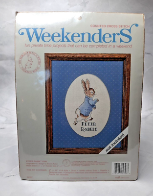 #ad JCA Weekenders Counted Cross Stitch Kit With Mat Peter Rabbit Oval 02727 $12.99