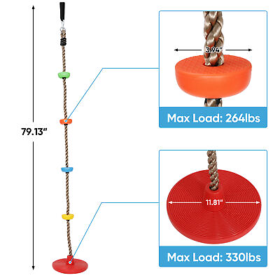 Tree Swing Climbing Rope with Platforms Disc Swing Seat Playground Kids Outdoor $20.58