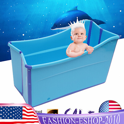 #ad Large Foldable Bath Tub Portable Spa Baby Toddler Children Twins Adult Bathtub $135.00