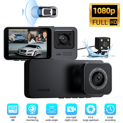 #ad 1080P Car Dual Lens Cam Front Rear Inside Video Recorder Camera G sensor $23.83