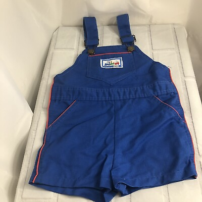 #ad Sandra Boynton For Kids Vintage 1985 Boys Overall Shorts Blue Size 3T Red Piping $26.21