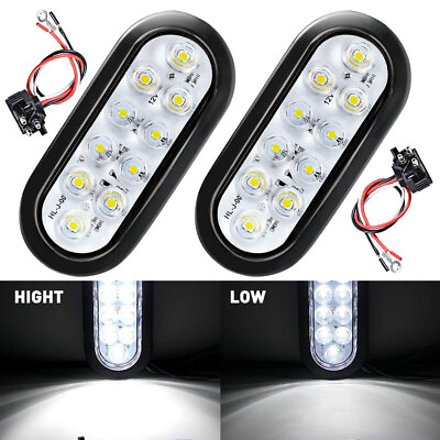 #ad 2X 6quot; 10 LED Oval White Trailer Truck Reverse Backup Tail Lights Clear Lens 12V $20.89