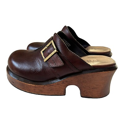 #ad Vintage 6 Mia Chunky Platform Clogs Shoes Block Heel 90s Y2K Brown Brazil Bratz $75.00